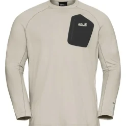 Outdoor Trui-Jack Wolfskin  Prelight Trail Crew shirt heren pale sand