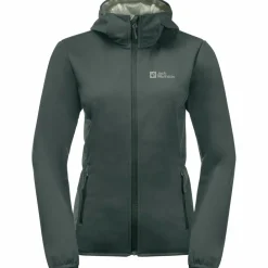 Outdoor Jack-Jack Wolfskin  Windhain softshell jas dames slate green