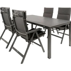 Tuinsets-Kettler HPL 180 Basic Plus 4 verstelbaar tuinset jura  antraciet