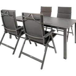 Tuinsets-Kettler HPL 180 Basic Plus 4 verstelbaar tuinset jura  antraciet