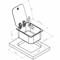 Navy Load  Spoelbak met glazen deksel 320 x 260< Spoelbakken