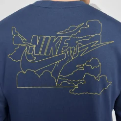 Nike Club FT Crew Bolt sweater heren midnight navy  lightening< Truien & Vesten