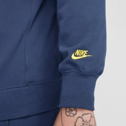 Nike Club FT Crew Bolt sweater heren midnight navy  lightening< Truien & Vesten