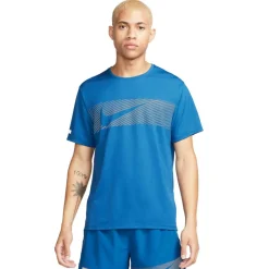 Hardloopkleding-Nike Miler Flash Dri-FIT UV hardloopshirt heren court  blue reflective silver