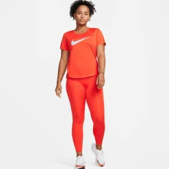 Nike One Dri-FIT Swoosh hardloopshirt dames red< Hardloopkleding