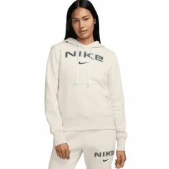 Nike Sportswear Phoenix Fleece Logo hoodie dames light  orewood brown white armor< Truien & Vesten