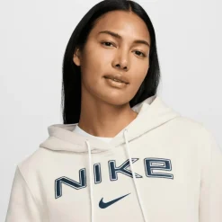 Nike Sportswear Phoenix Fleece Logo hoodie dames light  orewood brown white armor< Truien & Vesten