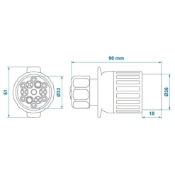Camping Elektra-ProPlus 13 polige Multicon West verloopstekker