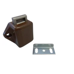Pushlock Binnenslot en schootplaatje mini bruin< Hang- & Sluitwerk