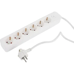 Camping Elektra-Q-Link 6-voudige stekkerdoos met schakelaar 1,5 meter wit