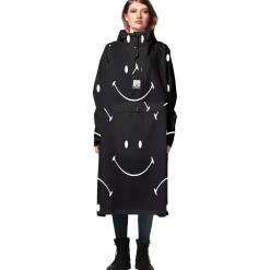 Regenkleding & -Laarzen-Rainkiss Classic Smile X Smiley regenponcho black white