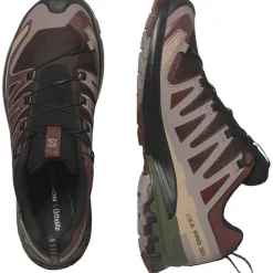 Hardloopschoenen-Salomon XA PRO 3D V9 GORE-TEX hardloopschoenen heren black coffee rum raisin olive night