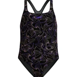 Speedo Hyperboom Medalist Allover Print badpak junior black peach< Badpakken