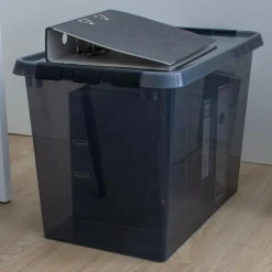 Opbergboxen & Kratten-Sunware Comfort line opbergbox 72 liter transparant grijs  zwart