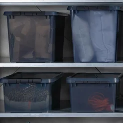 Opbergboxen & Kratten-Sunware Comfort Line opbergbox 22 liter transparant grijs  zwart