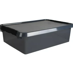 Sunware Comfort Line opbergbox 32 liter transparant grijs  zwart< Opbergboxen & Kratten