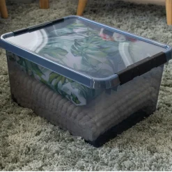 Sunware Comfort Line opbergbox 36 liter transparant grijs  zwart< Opbergboxen & Kratten