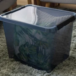 Opbergboxen & Kratten-Sunware Comfort Line opbergbox 52 liter transparant grijs  zwart