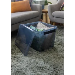 Opbergboxen & Kratten-Sunware Comfort Line opbergbox 52 liter transparant grijs  zwart