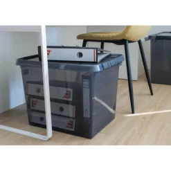 Opbergboxen & Kratten-Sunware Comfort Line opbergbox 52 liter transparant grijs  zwart