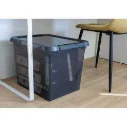 Opbergboxen & Kratten-Sunware Comfort Line opbergbox 52 liter transparant grijs  zwart