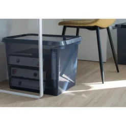 Opbergboxen & Kratten-Sunware Comfort Line opbergbox 52 liter transparant grijs  zwart