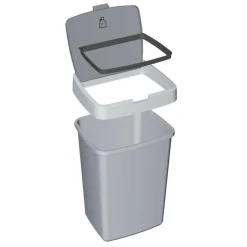 Sunware Delta prullenbak met klep 25 liter metaal zwart< Emmers & Bakken