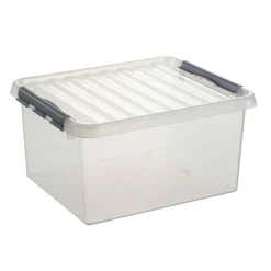 Sunware Q-Line opbergbox 36 liter transparant metaal< Opbergboxen & Kratten