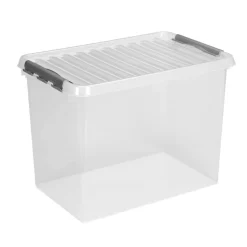 Opbergboxen & Kratten-Sunware Q-Line opbergbox 72 liter transparant metaal
