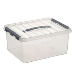 Sunware Q-Line opbergbox 15 liter transparant metaal< Opbergboxen & Kratten