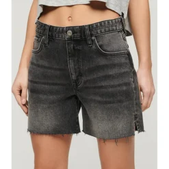 Superdry Cut Off short dames black stone< Broeken