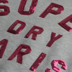 Superdry Embellished Varsity sweater dames grey marble< Truien & Vesten
