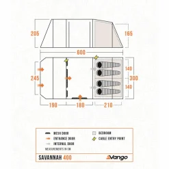 4-Persoons Tent|Tunneltenten-Vango Savannah 400 Package tunneltent blue